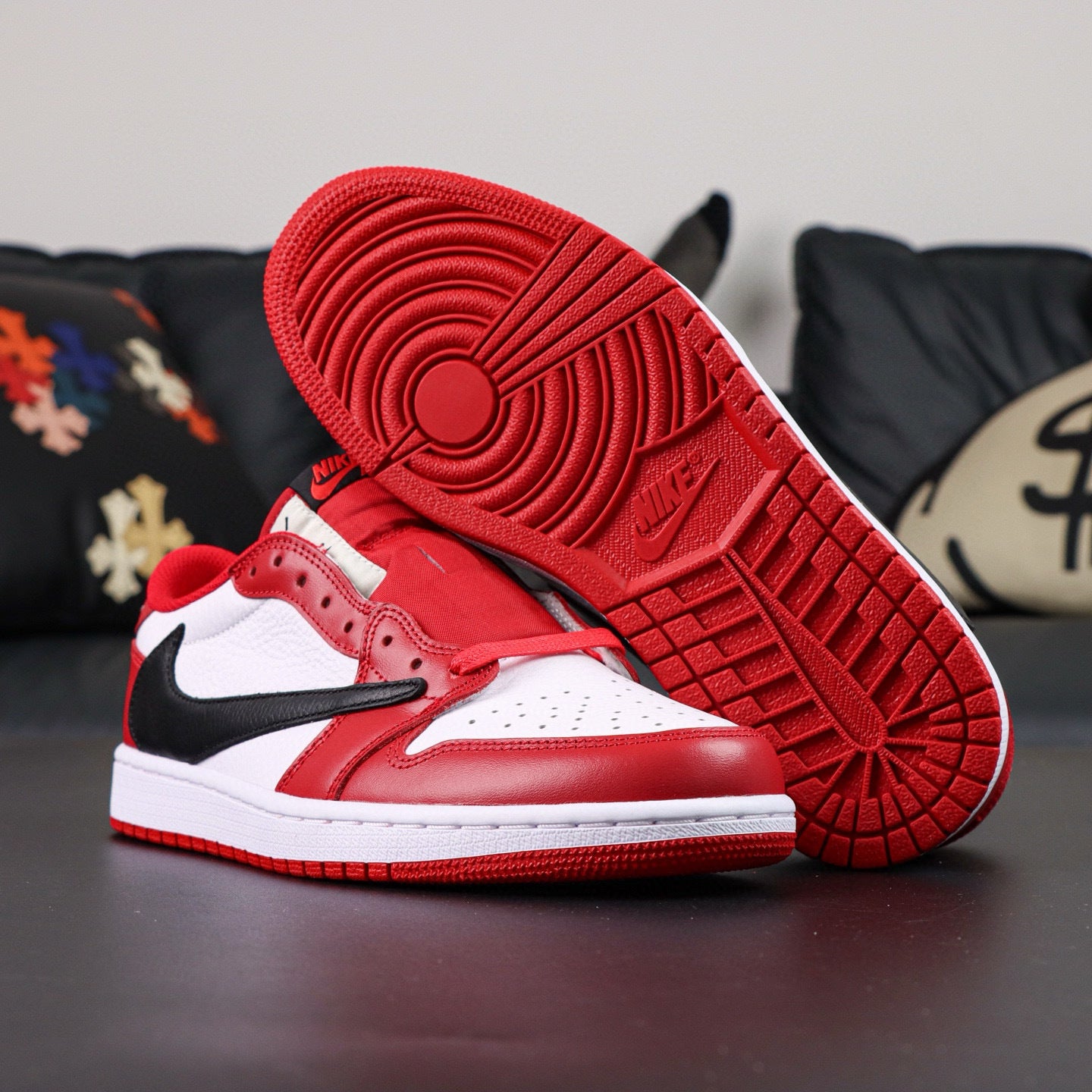 Travis Scott x Air Jordan 1 Low OG White and Red